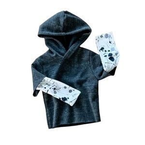 Joah Love boys plush fleece hoodie with 2fer splatter print sleeves sz 4 EUC